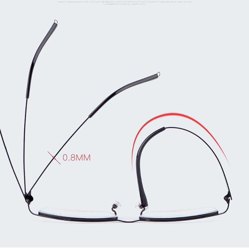 JIETIAN Gafas Lectura Alta definición con Lentes Resina asférica Hombres Titanio Puro para Proteger los Ojos la luz Azul la computadora Tallas de +0,5 a +3,0.,Negro,+2.0