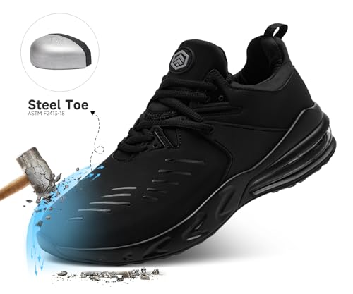 Image of LARNMERN Steel Toe Shoes for Men Waterproof Slip Resistant Work Sneakers Athletic Durable Lightweight Comfortable Water Resistant Indestructible Construction Tennis Air Cushion