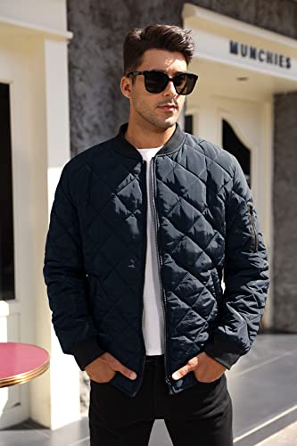 Image of Pengfei Mens Diamond Quilted Jackets Bomber Varsity Winter Fall Chunky Coats Outwear