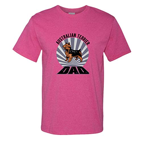 Custom Funny Graphic T Shirts for Men Dad Australian Terrier Dog Cotton Top Hot Pink Design Only Medium
