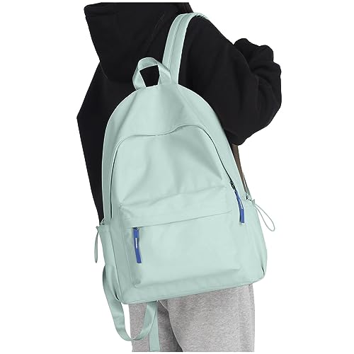 Mochila de estudiante de color sólido para hombres y mujeres, ligera y de buen aspecto, mochila para hombre, verde, Talla única