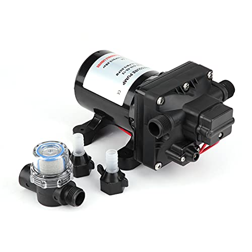 Pompa Acqua per, Pompa Acqua per 12V, 3 Galloni Al Minuto Pompa A Pressione Acqua per Autoadescante 7,5 A, 55 PSI con Pressostato, per Yacht Campeggio RV
