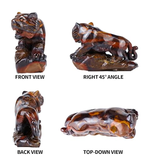Estatua de Tigre en Cristal Natural Tallada a Mano 2.8" miniatura 2