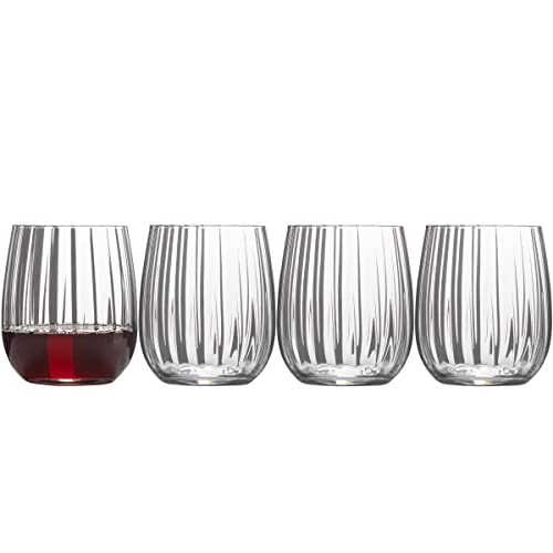 Mikasa Gail Optic Set Of 4 Double Old Fashioned Stemless Glasses, 16-Ounce, Clear #TOP5