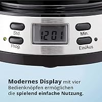 KHG Kaffeemaschine TKA-183SE aus Kunststoff/Edelstahl in schwarz/silberfarben, mit Edelstahl-Thermo-Kanne 1 Liter, Kapazität für 8 Tassen, Permanentfilter, Abschaltautomatik, LCD-Display – Ansicht 3