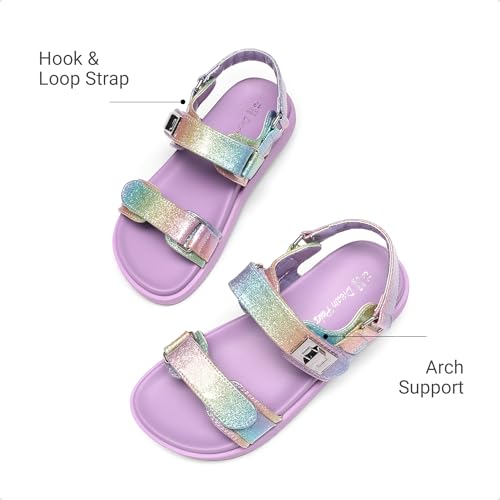 Image of DREAM PAIRS Girls Sandals Casual Open Toe Two Adjustable Strapped Sandals with Hook and Loop for Little Kid /Big Kid
