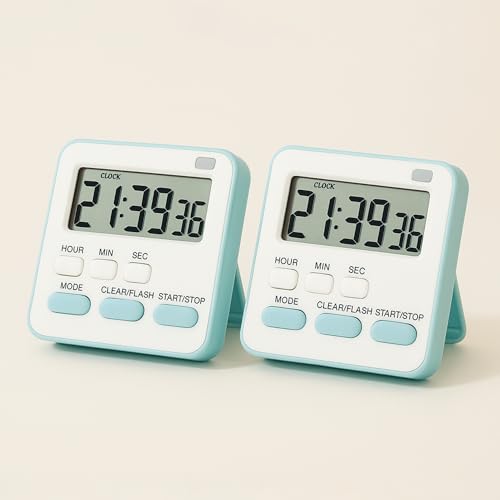 Image of YELONA Digital Magnetic Timer for Kids, Kitchen, Cooking, Egg, Teacher, Exercise, Productivity- Blue, Pack of 2