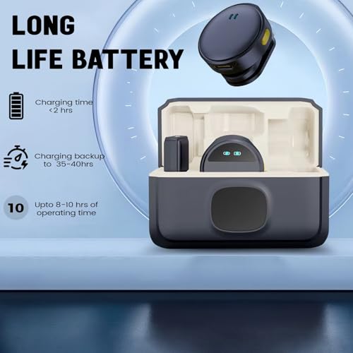 Image of Kratos KMW03 Wireless Mic, Mic Wireless Dual Microphone with 360 Sound Capture, Noise Reduction, 40M Range, Magnetic Collar Clip, Plug & Play, Type-C & Lightning Compatible for iPhone, Android & DSLR
