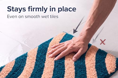 Image of Super Soft Microfiber 2800 GSM Bathroom Mat - Anti Skid, Quick Dry, Water Absorbent, Machine Washable - Floor Mat for Bedroom, Living Room, Doormat for Home (38 x 58 cm), Teal Blue