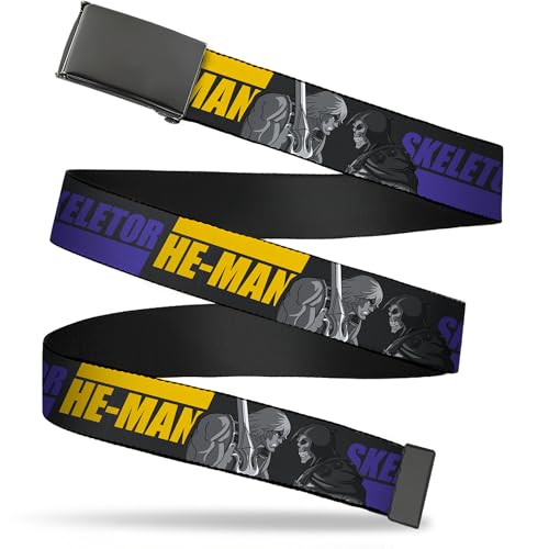 Buckle-Down Masters of the Universe Flip Web Belt He Man Skeletor Face Off Text Black