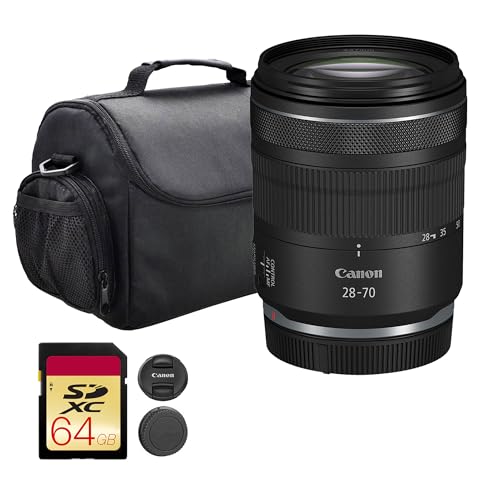 Canon RF 28-70mm f/2.8 is STM Lens | Standard Zoom with Bright f/2.8 Aperture, Image Stabilization & Smooth STM Autofocus | for Portraits, Weddings, & Travel Photography (6535C002) + Bag + 64GB Card