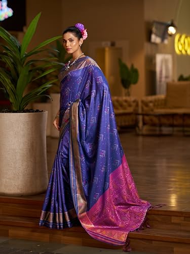 Image of MADHUHANSH Women's Cotton Linen Saree with Unstitched Blouse Piece and Solid Pattern | Mithila Painting Saree | Saree for Haldi Ceremony
