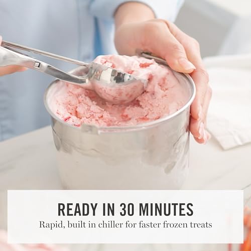 Image of Martha Stewart 1 Quart Ice Cream Maker, Built-In Compressor, No Pre-Freezing Required, 3 Modes (Ice Cream, Sorbet, Frozen Yogurt), Automatic Mix-In Alert, Dishwasher-Safe Parts, Linen Cream