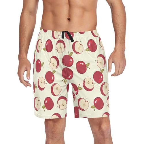 susiyo Fresh Apple Men's Pajama Shorts Soft Comfy Pajama Bottoms Sleep Shorts Sleepwear with Drawstring Pockets