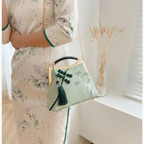 Women's Chinese cheongsam printed handbag, embroidered chain retro diagonal cross bag, dinner and wedding gifts3