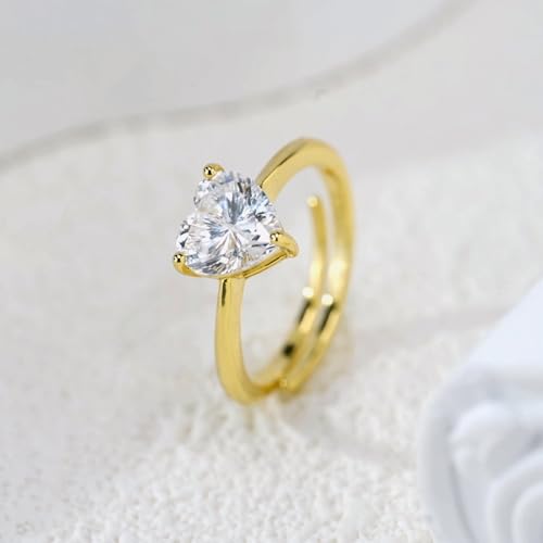 Sterling Silver Heart Embrace Engagement Ring, Solitaire with Adjustable Band