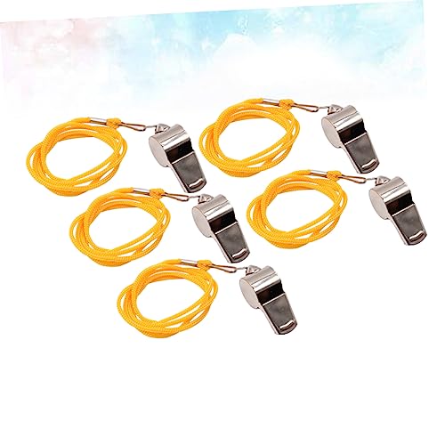5 silbatos de acero inoxidable con cordón para árbitros miniatura 2