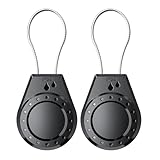 Air Tagholder 2 Pack - Waterproof Keychain Case with Steel Wire Cable & Hex Lock, Anti-Lost Shockproof Cover Compatible with Apple Air Tag for Luggage, Backpack, Keys, Bicycles, Kids Items - Black
