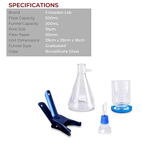 American Fristaden Lab Vacuum Filtration Distillation Apparatus, 500Ml Filtering Flask, 300Ml Graduated Funnel With 1 Year Warranty #TOP3