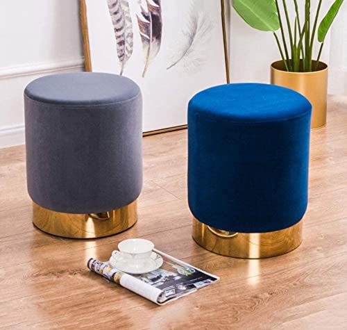 Repose-Pieds Velours Rond Compact Petit Pouf de Rangement Salon - 6