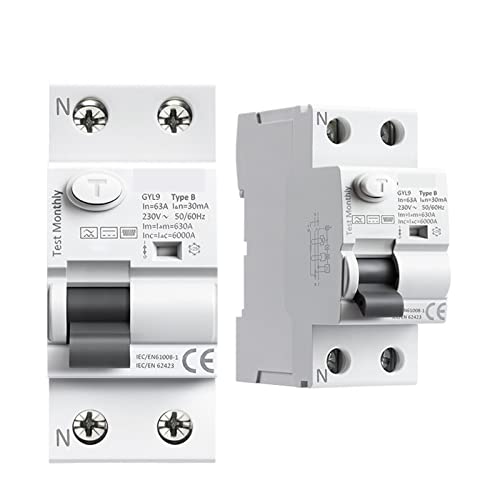 Disjoncteur Type B MOBYAT RCCB ELCB 2P 63A 30mA protection DC 6KA RCD