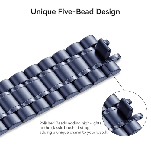 Image of Bestig Compatible with Apple Watch Bands for Men Women 49mm 46mm 45mm 44mm 42mm(Series 3 2 1), Stainless Steel Metal Business Wristband Strap for iWatch Ultra Series 11 10 9 8 7 6 SE 5 4, Blue