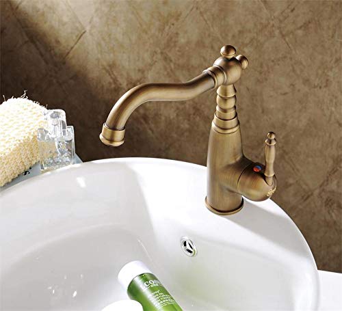 VZJSLT Modern Faucet Traditional Kitchen Sink Faucet 360 Â°Faucet Household Faucet Retro Faucet All Copper Antique Faucet Cold Full Copper Basin Single Hole Retro Faucet Basin Faucet