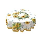 UJNHGQ Manteles Redondos de Girasoles con Estampado de Flores Silvestres y Hojas para decoración de Mesa de Comedor, Fiestas, Bodas y Casas de Campo (150 x 150 cm/Estilo 604)