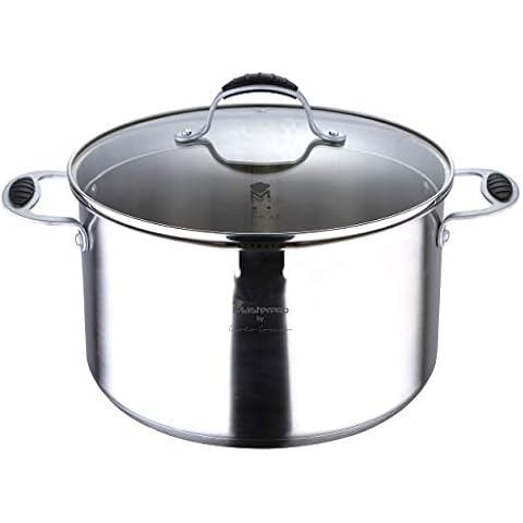 Bergner Olla alta 26x15.5cm 8l acero inoxidable, inducción, con tapa de vidrio Cover