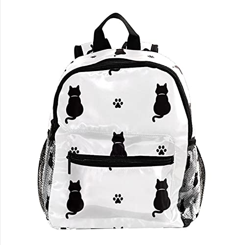 Mochila para niños gato patas huella patrón bebé niño escuela bolsa con bolsillo de malla lateral Kindergarten Daypack de dibujos animados monedero, Multi06,