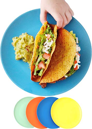 ECO MATTERS【Microwave Safe】Bamboo Toddler Plates - 4 pc Set - Best Eco-Friendly Dinnerware