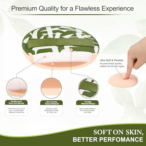Image of GLUN Makeup Powder Puff Pack of 4, Ultra Soft Beauty Blender Sponges, Skin-Friendly Makeup Puff with Travel Storage, Smooth Application for Foundation, Powder & Concealer