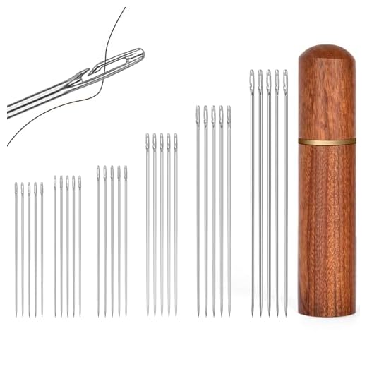 HOTUT Agujas de Coser a Mano,30 Piezas 6 Tamaños Agujas de Ojo Grande,Agujas Romas Ojo Grande para Coser a Mano,Surtido de Agujas para Bbordar,para Proyectos de Tejido a Mano,con Caja de Almacenaje