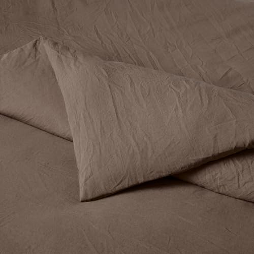 Image of Amazon Basics Brushed Microfiber Comforter Set, Extra Soft with Natural Texture, 2-Piece, Twin /Twin XL, Brown, Oeko-TEX Certified, Machine Washable