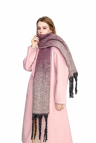 Yatemiole Women's Cashmere Gradient Color Warm Scarf Winter Soft Shawl Women (Pink)2