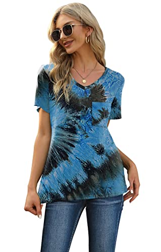Image of RUBZOOF Women's Short Sleeve Pajama Sets with Pockets Casual V Neck 2 Piece Lounge Sets S-3XL