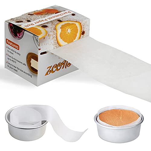 Non-stick Cake Pan Side Liner - Parchment Paper Strips for Cake Pan Circles, Bakeware Sheet Tray, Springform Pan, 2.75in x 164ft Pre-cut Baking Paper Roll, Oven & Microwave Safe