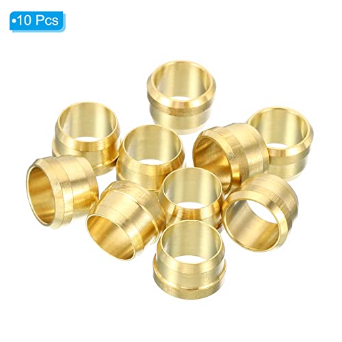 PATIKIL 10mm Tube OD Brass Compression Sleeves Ferrules 10 Pack Brass Compression Fitting Assortment Kit, Gold Tone - Image 3