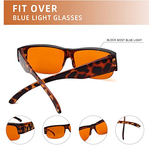 Image of Eyekepper 100% Blue Light Reduction Fitover Anti-Blue Blocking Computer Eyeglasses with Amber Lenses