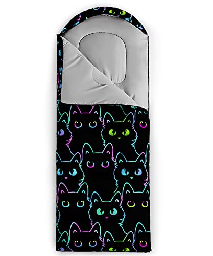 BailiPromise Bolsa de Dormir para Camping con Diseño de Gato Kawaii, 3 Temporadas, Ligera e Impermeable, 31x90 pulgadas, Estándar para Adultos y Niños miniatura 3
