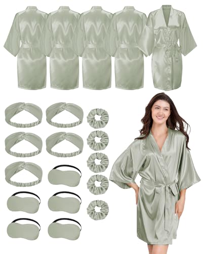 Image of EPLAZA 20 Pcs Bride Bridesmaid Robes Women Satin Robe Wedding Bridal Party