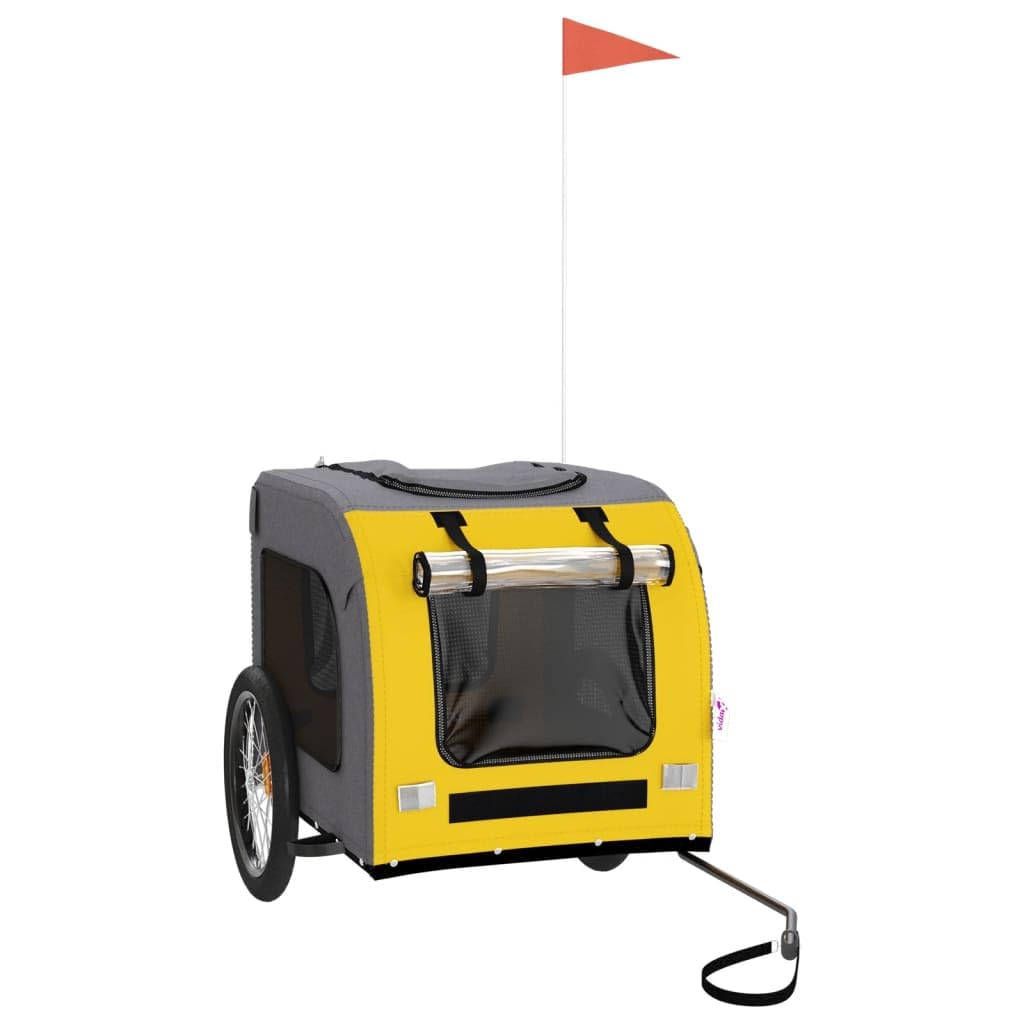 Homgoday Remolque de bicicleta para animales amarillo y gris Oxford y hierro, mueble carro para perro, carro para bicicleta, carro para perros, transportín perro bicicleta modelo 93840