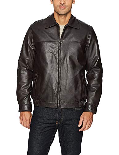 Excelled Men's Lambskin Shirt Collar Bomber, Brown, XX-Large