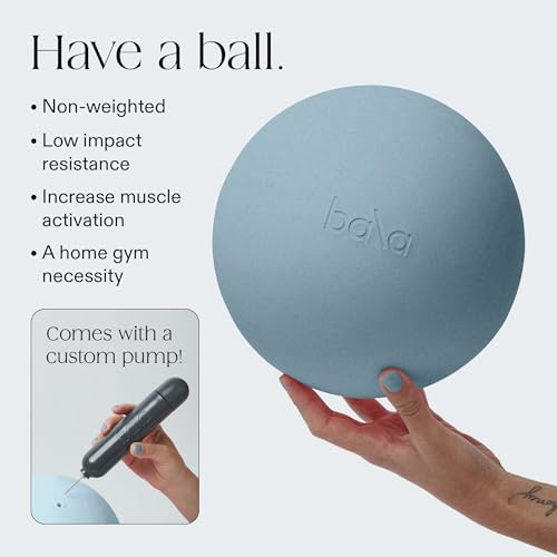 Image of Bala Pilates Ball, Non-Weighted Exercise Ball for Yoga & Barre - Small 8 inch | Yoga Ball, Stretching, Strength & Core Training, Workout, Home Gym & Fitness, 100% PVC with Mini Pump