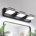 Torondo Modern Black LED Bathroom Vanity Light, 3-Light Bathroom Lighting Fixtures Over Mirror, LED Vanity Lights, Matte Black Bathroom Light Fixtures with Milky White Acrylic Shades