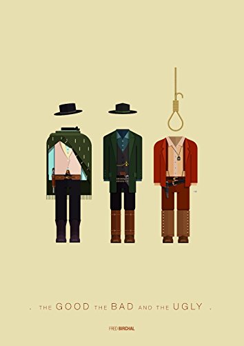 Memory Box First Art Source - Póster con Marco y Soporte, diseño con Texto en inglés Tribute Art Work Print de Fred Birchal of The Good The Bad and The Ugly