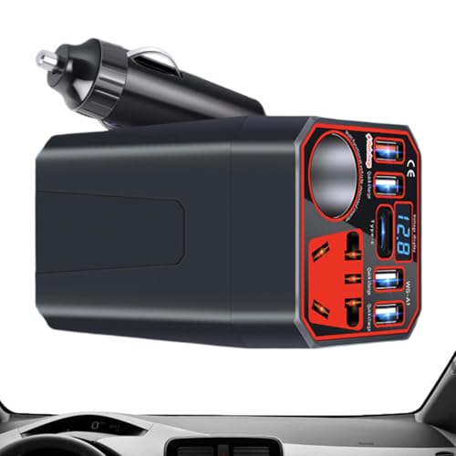 Inversor de cargador de coche | Adaptador de coche para enchufe | Adaptador de enchufe profesional para coche, convertidor de salida de coche de carga fuerte con múltiples puertos