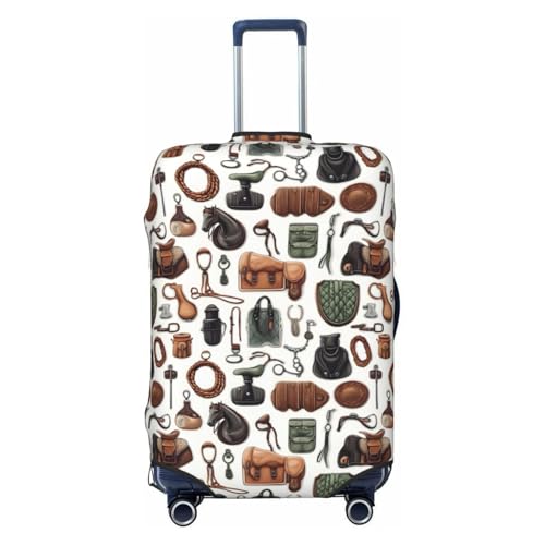Luggage Cover Protector - Horse Riding Equipment Print Suitcase Covers for Luggage Fit 25-28 Inch Suitcase