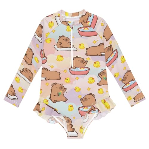 Image of Girls One Piece Swimsuits Long Sleeve Swimsuit Zipper Bathing Suits Swimwear