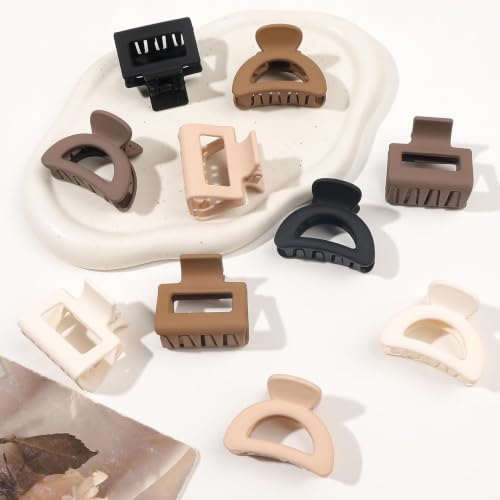 Image of 10 pcs Small Claw Clips for Women Girls, Mini Matte Hair Clips for Thin /Medium Hair, Nonslip Claw Clips for Short Hair Accessories, Cute Mini Hair Claw Clips for Fine Hair (2 Styles)